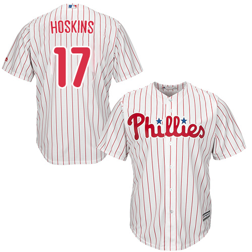 Phillies #17 Rhys Hoskins White(Red Strip) New Cool Base Stitched MLB Jersey